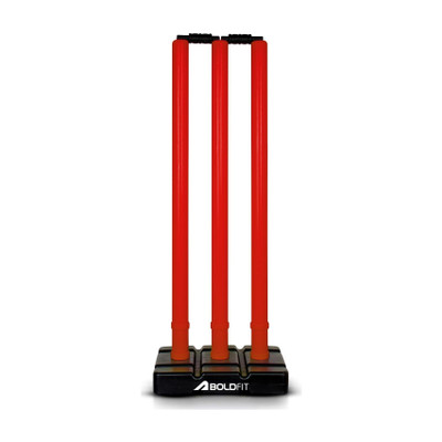 BOLDFIT Wickets Cricket Stumps Plastic Stump Stand Wicket Stump Cricket Stump Full Size(Red)