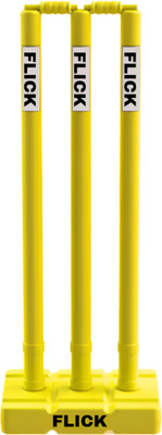 Flick Full Size Heavy Duty Plastic Cricket Stump Set - Perfect for All Age Groups(Yellow)