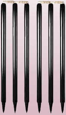 vinox Heavy 6 Wooden Stumps & 4 Bails wicket set(Black)