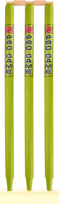 Pro Game Premium Diamond Light SIngle Double Green set of 3 stumps with 2 bails With Base(Green)