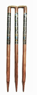SportskartX Cricket Brown Stumps (Pack of 3) & (2 Bails)(Brown)