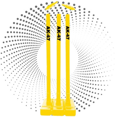 fizo Cricket Wicket Plastic Cricket Stumps Set - 3 Stumps + 2 Bails + 1 Stand(Yellow)
