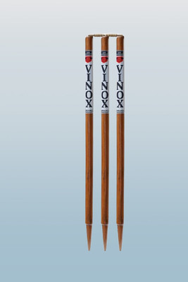 vinox Cricket Wooden Stumps Wickets ( Heavy Wood) Set of 3 with 2 Bails (BROWN)(Brown)