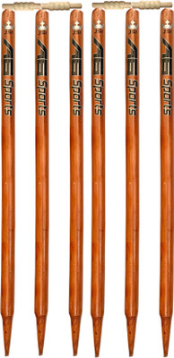 JSI Natural Cricket Stumps Set of 6 Wickets & 4 Bails(Brown)