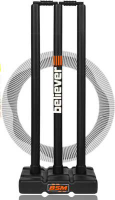 BSM HARD PLASTIC ORANGE BELIEVER CRICFREAK STUMP SET WITH CLEAR BAG(Black)
