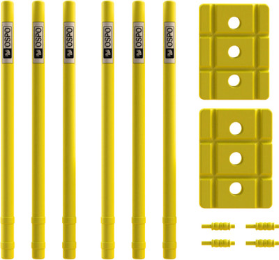 OSPO SPORTS Plastic Stump Set (Set of 2) - 6 Stumps, 2 Base and 4 Bails(Yellow)