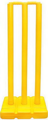 Rweiler Premium quality plastic stump set 3 wicket 2 bails & base(Yellow)