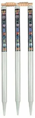 SportskartX Classic White Wooden Stumps (set of 3 stumps & 2 bails)(White)