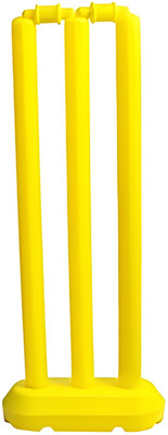 kickmixsports Plastic Wicket/Stump Set for Kids , 3-12 Years (3 Stumps + 2 Bails + Base)(Yellow)