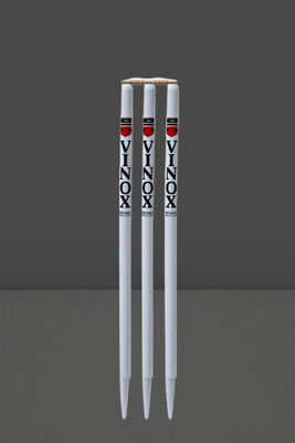 vinox Cricket Stumps Set 3 Wooden Stumps with Bails(White)