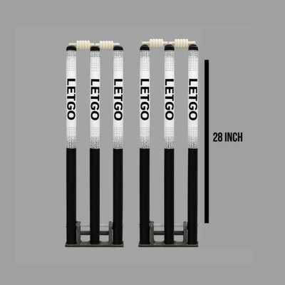 Letgosports Spring Wicket Stump Stand Wooden Pack Of 2 Set(White, Black)