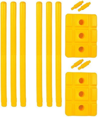 Proactive SPORTS Heavy Plastic Cricket Stumps Set - 6 Stumps + 4 Bails + 2 Base Stand(Yellow)