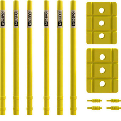 OSPO SPORTS Plastic Stump Set (Set of 2) - 6 Stumps, 2 Base and 4 Bails(Yellow)