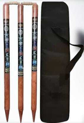 Hyper Natural Brown Set of 3 Stumps With Bails & Bag (Brown)(Brown)
