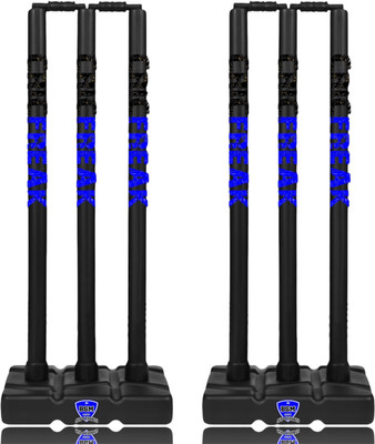 BSM Cricfreak Black&Blue Hard Plastic Stump Set For Men And Women(700G)(Black)