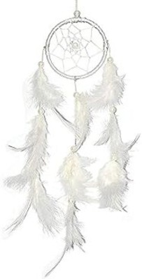 HOUSEOFASTRO Fabric Dream Catcher Wall Hanging : Size (H X L) 30 x 7.5cm : Snowfall Feather Dream Catcher(12 inch, White)