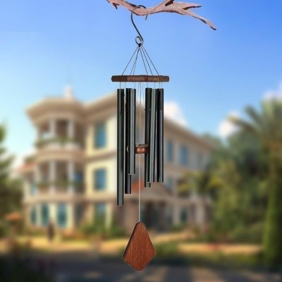 DECOTRICK Wood, Aluminium Windchime(28 inch, Black)