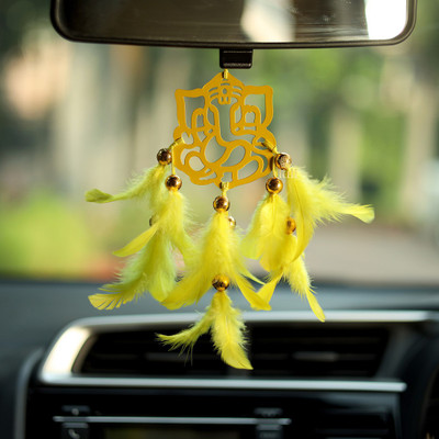 DULI Car Hanging Ganesha Dream Catcher Windchime WallHanging For Home Decor Yellow Car Hanging Ornament(Pack of 1)