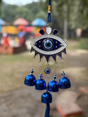 krishivdecor windchimes005 Ceramic Windchime(17 inch, Blue, Silver)