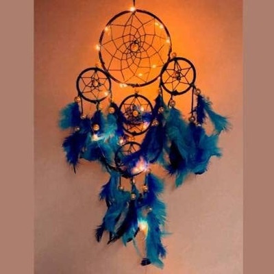 DHRUVTAR STORE Feather, Aluminium, Nylon, Wood Dream Catcher(22 inch, Blue)