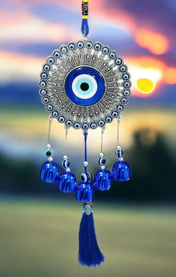 Ryme Feng Shui Evil Eye Wind Chimes With Bells for Main Door Balcony Wall Hanging Aluminium Windchime