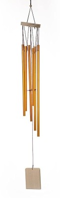 Tejgiftss Feng Shui Long Metal Wind Chime with 6 Golden Pipes for Positive Energy Aluminium Windchime(48 inch, Gold)