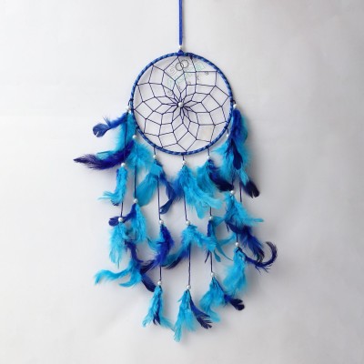 Good Aura Store Handmade Dream Catchers | Wall Hangings for Home Decor Items | Decoration Items Feather Dream Catcher(25 inch, Blue)