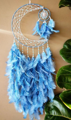 UVID ART AND CRAFT SUPPLIES Feather Dream Catcher(30 inch, Blue)