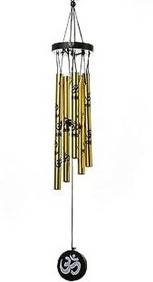HOUSEOFASTRO Feng Shui Om 5 Pipe Wind Chime Hanging for Home Positive Energy with Good Sound Aluminium Windchime(15 inch, Gold)