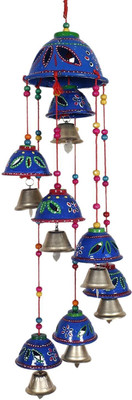 Ryme Rajasthani Design Handcrafted Hanging Windchimes Aluminium Windchime(22 inch, Blue)