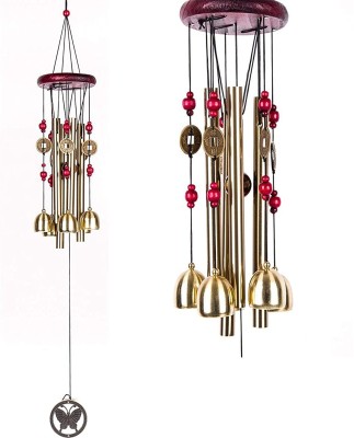 THR3E STROKES Metal Wind Chimes Home Decor Hanging Balcony Garden Positive Energy, Brass Windchime(19 inch, Multicolor)