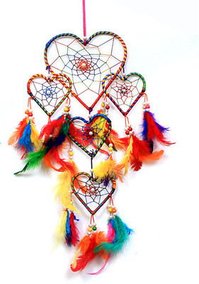 zimka Heart Shape MultiColour Dream Catcher for Attractive Dream Feather Dream Catcher(22.5 inch, Multicolor)