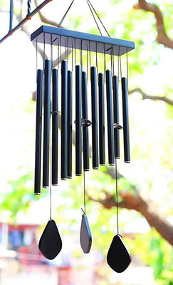 PARADIGM pictures 12 pipe Aluminium, Wood Windchime(30 inch, Black)