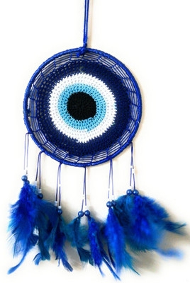 Varanasi Enterprises Evil Eye Dream Catcher Wall Hanging Wool Dream Catcher(30 inch, Blue)
