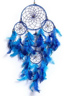 Luunstar Dream Catcher Wall Art Handmade for Bedroom, Balcony, and Garden Parties LHDC Feather Dream Catcher(27.9 inch, Blue)