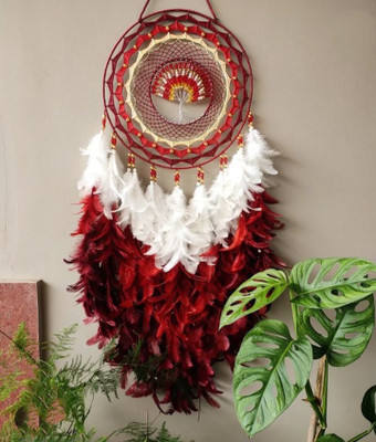 UVID ART AND CRAFT SUPPLIES Feather Dream Catcher(25 inch, Maroon)