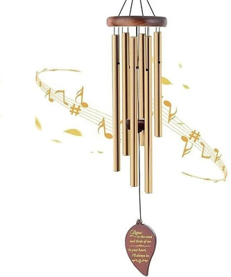 Estervig Wind Chimes for Outside Garden Chimes Metal Tubes Bells Sympathy Wind Chimes Steel, Wood Windchime(30 inch, Gold, Brown)