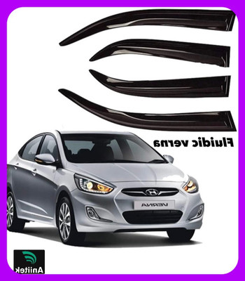 ANiiTEK For Non-convertibles Rear, Front Wind Deflector(Tinted HYUNDAI Verna Fluidic)