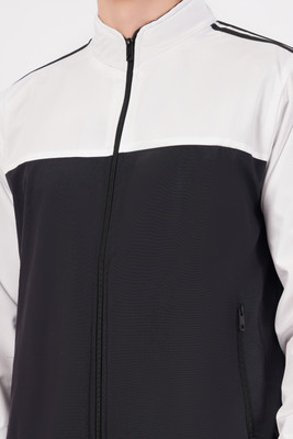 Revlup Men's Polyester Zipper Mock Collar Windcheater Solid, Colorblock Men Wind Cheater