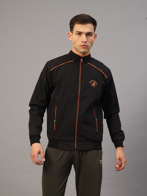 Ucollection Front Open Sport Jacket Solid Men Wind Cheater