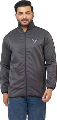 BUFFARO Men's Polyester Zipper Mock Collar Windcheater Solid Men Wind Cheater