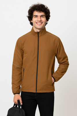 BUFFARO Men's Polyester Zipper Mock Collar Windcheater Solid Men Wind Cheater