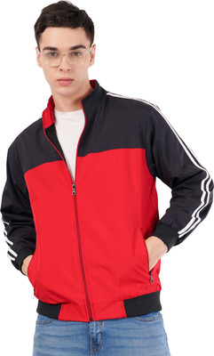 Revlup Men's Polyester Zipper Mock Collar Windcheater Solid, Colorblock Men Wind Cheater