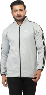 BUFFARO Men's Polyester Zipper Mock Collar Windcheater Solid Men Wind Cheater