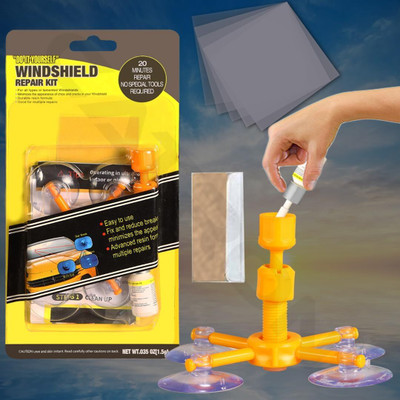 WARRIO Glass Crack Repair Kit | Car Windshield Chip & Bulls-Eye Fix DIY Tool Windshield Repair Kit