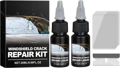 Flawls HNS Car Glass Repair Kit – Windshield Crack & Chip Resin Filler Tool (PACK 2) Windshield Repair Kit