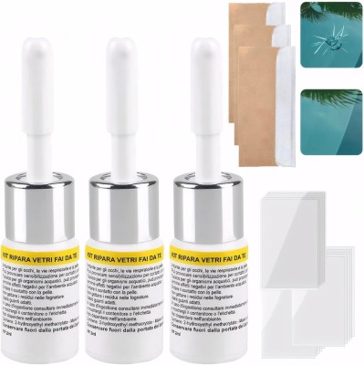 CRACKSOLVE Nano Cracked Glass Scratch Repair Fluid Pack 3 Windshield Repair Kit