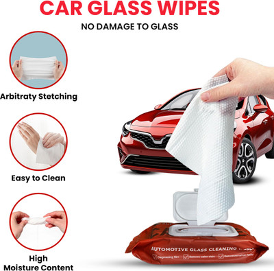 Opulent Mirage Car Glass Cleaning Wipes | Windshield & Mirror Wipes for Interior & Exterior Windshield Repair Kit