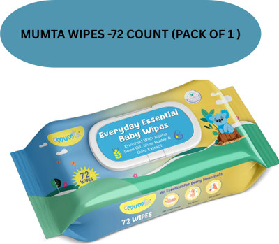 Mumta Soft Cleansing Baby Wipes with Aloe Vera & Vitamin E -72 Counts/Pack (Set of 1)(72 Wipes)