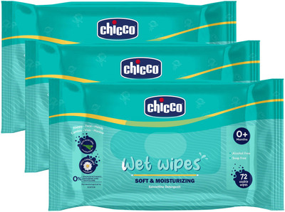 Chicco Baby Moisturizing Wet Wipes with Aloe Vera and Chamomile(216 Wipes)